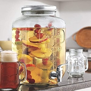 inovique 5 litre mason jar with tap  detox beverage restaurant dispenser with airtight lid and spigot for water juice cocktails and more