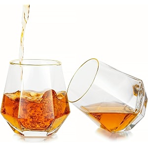 inovique european diamond gold water glasses lead free tall drinking glasses for coctail parties set of 12 300 ml