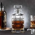 INOVIQUE Checker Crystal Liquor Decanter Bottle | 850ML | Set of 1 PC | Decanter for Whiskey, Wine, Bourbon and More