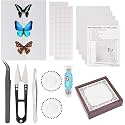 Insect Specimen Tools Kit - EVA Foam Pinning Board, Coordinate Paper, Wings Pressing Paper, Insect Pins &amp; Butterfly Pins, Complete Entomology Kit for Beginners (Walnut Display Case Box Kit)