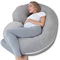 INSEN Cooling Pregnancy Pillow, Maternity Pillow for Pregnant Women, C Shaped for Side Sleeping, Glossy Gray