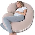 INSEN Pregnancy Pillow Cooling, Maternity Pillow with Soft Cotton Cover, C Shaped for Side Sleeping, Natural Pink