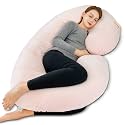 INSEN Pregnancy Pillow,Maternity Body Pillow with Velvet Cover,C Shaped Body Pillow for Sleeping, Warm Pink