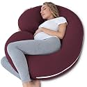 INSEN Pregnancy Pillow, Maternity Body Pillow with Velvet Cover, C Shaped for Side Sleeping, Dark Purple
