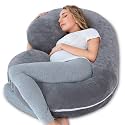 INSEN Pregnancy Pillow for Sleeping, Maternity Pillow with Jersey Cotton Cover,C Shaped Body Pillow for Pregnant (Gray)