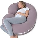 INSEN Pregnancy Pillows for Sleeping, Maternity Pillow with Cooling Cotton Cover, C Shaped for Pregnant Women, Natural Purple