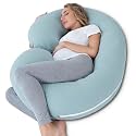 INSEN Pregnancy Pillows for Sleeping, Maternity Pillow with Cooling Cotton Cover, C Shaped for Pregnant Side Sleeping,Green