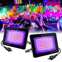 inShareplus 2 Pack 30W UV Light, 395nm-405nm IP66 Waterproof Outdoor High Power Black Lights, with UL Plug (4.9ft Cable), Blacklight for Glow Party, Stage, UV Glue Resin Curing Paint, Collection