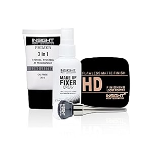 insight cosmetics combo of primer fixer loose powder and eyeliner