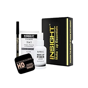 insight cosmetics combo of primer fixer loose powder and super kajal