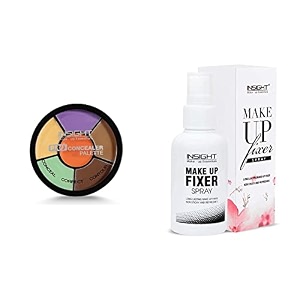 insight cosmetics pro powder full coverage natural concealer palette - corrector for normal skin 15gm amp makeup fixer spray 75ml transparent 1 count 2 count