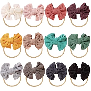 insowni 12 pack soft stretchy nylon bow headbands hairbands hair ties elastics accessories for baby girls toddlers newborns infants kids