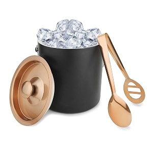 double walled stainless steel insulated ice bucket with lid amp ice tong175 litre  keeps ice cold for 6 h  great bar tools for home bar accessories mini bar wine