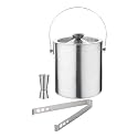 Double Walled Stainless Steel Insulated Ice Bucket with Lid & Ice Tong[1.5 Litre] | Keeps Ice Cold for 6 h | Great bar Tools for Home bar Accessories, Mini bar, Wine (Silver)