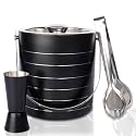 Double Walled Stainless Steel Insulated Ice Bucket with Lid, Peg Measurer & Ice Tong[1.5 Litre] | Keeps Ice Cold for 6 h | Great bar Tools for Home bar Accessories, Mini bar, Wine