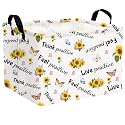 Inspirational Quotes Basket for Boys &amp; Kids Home Decor Rectangular Toy Basket Canvas Cute Baby Basket for Toys, Books, Blankets &amp; More (Sunflower Butterfly)