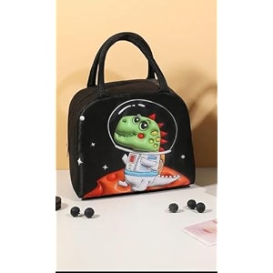 3d printed hot amp cold leak proof lunch bag for office school kids men amp women storage bag with handle tiffin bag black