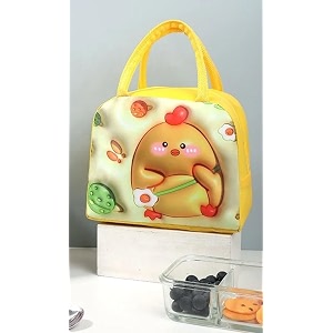 3d printed hot amp cold leak proof lunch bag for office school kids men amp women storage bag with handle tiffin bag yellow