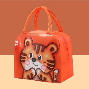 3d printed hot amp cold leak proof lunch bag for office school kids men amp women storage bag with handle tiffin bag orange