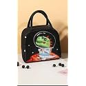 3D Printed Hot &amp; Cold Leak Proof Lunch Bag for Office School Kids Men &amp; Women Storage Bag with Handle Tiffin Bag (Black)