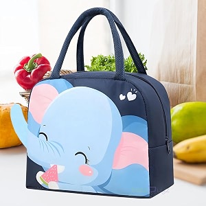 insulated lunch bag leak proof tiffin bag hot cold storage box for office school kids men women reusable lunch tote with handle 3d printed heart elephant design