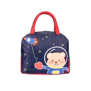 3d printed hot amp cold leak proof lunch bag for office school kids men amp women storage bag with handle tiffin bag navy blue bear