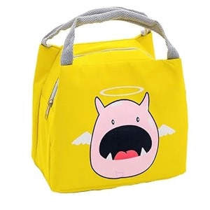 3d printed hot amp cold leak proof lunch bag for office school kids men amp women storage bag with handle tiffin bag yellow crocodile