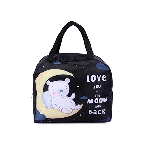3d printed hot amp cold leak proof lunch bag for office school kids men amp women storage bag with handle tiffin bag bear moon
