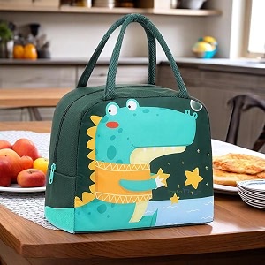 3d printed hot amp cold leak proof lunch bag for office school kids men amp women storage bag with handle tiffin bag dino star