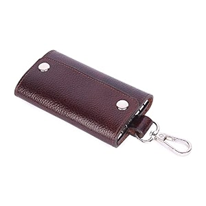 leather key pouch keychain for men amp women  key holder wallet with key ring  compact key organizer case for car keys house keys amp coins  small leather key wallet pouch