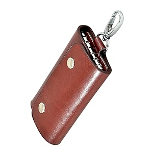 leather key pouch keychain for men amp women  key holder wallet with key ring  compact key organizer case for car keys house keys amp coins  small leather key wallet pouch