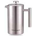 InstaCuppa French Press Coffee Maker 1000 ML, 304 Grade Stainless Steel Metal Build, 4 Part Superior Filtration, Double Walled Construction, Dishwasher Safe