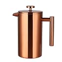 InstaCuppa French Press Coffee Maker 1000 ML, 304 Grade Stainless Steel Metal Build, 4 Part Superior Filtration, Double Walled Construction, Dishwasher Safe (Black)