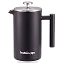 InstaCuppa French Press Coffee Maker 1000 ML, 304 Grade Stainless Steel Metal Build, 4 Part Superior Filtration, Double Walled Construction, Dishwasher Safe (Black)