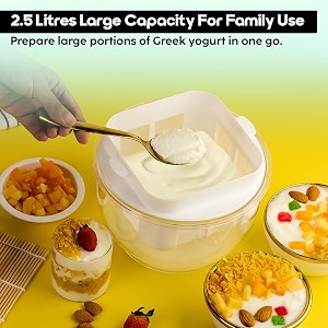 instacuppa greek yogurt maker 25 litres  bpa-free strainer amp container with nylon inner mesh for thick homemade hungcurd  ideal for low fat amp high protein yogurt