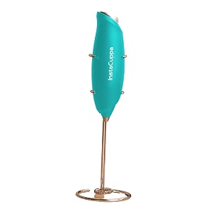 instacuppa milk frother for coffee handheld battery-operated froth coffee beater electric portable foam maker automatic hand stirrer with stainless steel whisk and stand green