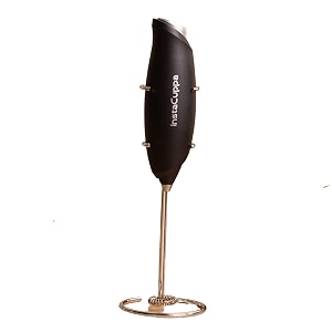 instacuppa milk frother for coffee handheld battery-operated froth coffee beater electric portable foam maker automatic hand stirrer with stainless steel whisk and stand black
