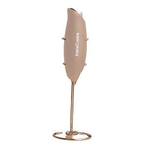 instacuppa milk frother for coffee handheld battery-operated froth coffee beater electric portable foam maker automatic hand stirrer with stainless steel whisk and stand rose gold