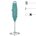 InstaCuppa Milk Frother Handheld Battery Operated Electric Foam Maker with Stainless Steel Whisk and Stand Included,Mint Green