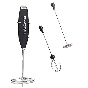 instacuppa milk frother and borosilicate glass frothing pitcher 600 ml comboelectric coffee beater includes steel standblack