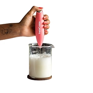 instacuppa milk frother and borosilicate glass frothing pitcher 600 ml comboelectric coffee beater includes steel standpink