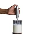 InstaCuppa Milk Frother and Borosilicate Glass Frothing Pitcher 600 ML Combo,Electric Coffee Beater, Includes Steel Stand,Silver