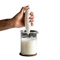 InstaCuppa Milk Frother and Borosilicate Glass Frothing Pitcher 600 ML Combo,Electric Coffee Beater, Includes Steel Stand,White