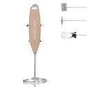 InstaCuppa Milk Frother Handheld Battery Operated Electric Foam Maker with Stainless Steel Whisk and Stand Included,Rose Gold