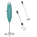 InstaCuppa Milk Frother Handheld Battery Operated Electric Foam Maker with Stainless Steel Whisk,Included Stainless Steel Stand and 2 Whisks, MintGreen