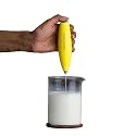 InstaCuppa Milk Frother and Borosilicate Glass Frothing Pitcher 600 ML Combo,Electric Coffee Beater, Includes Steel Stand,Yellow