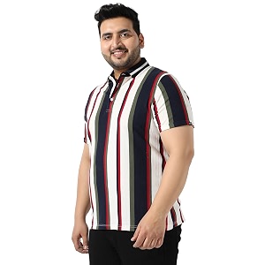 Instafab Plus Mens Multicolour Striped Button Up