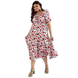 Instafab Plus Womens Multicolour Printed Midi Length