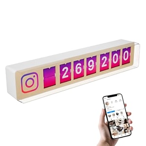 instagram follower counter live split-flap display wi-fi 7 digits