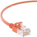 InstallerParts 1.5 FT (5 Pack) Cat6A Slim Ethernet Cable - Orange - 10Gigabit/Sec Network - 550MHZ, 28AWG